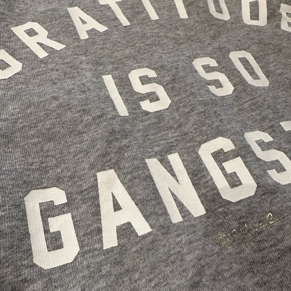 Gratitude is Gangster Spiritual Ganger grey cozy sweater small - Picture 2 of 7